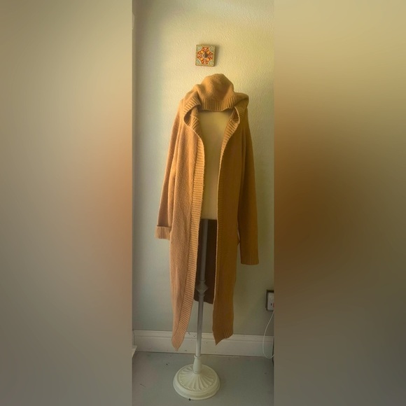 Fashion Nova Women's Hooded Ribbed Knit Cardigan Sweater Brown Size M - Picture 2 of 6